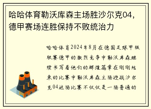 哈哈体育勒沃库森主场胜沙尔克04，德甲赛场连胜保持不败统治力